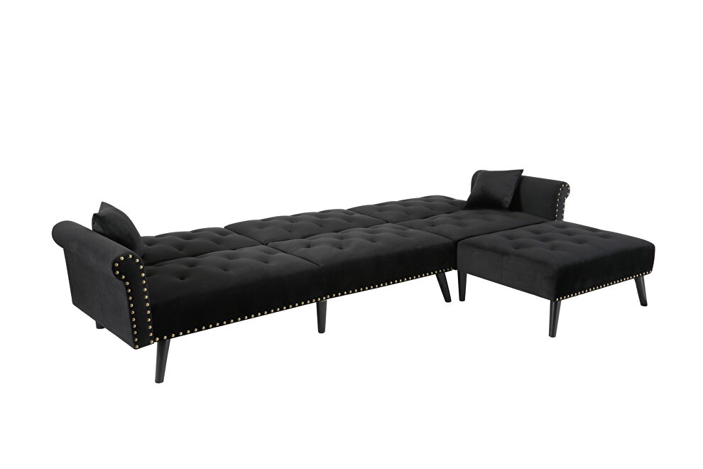 Convertible sofa bed sleeper black velvet by La Spezia additional picture 7