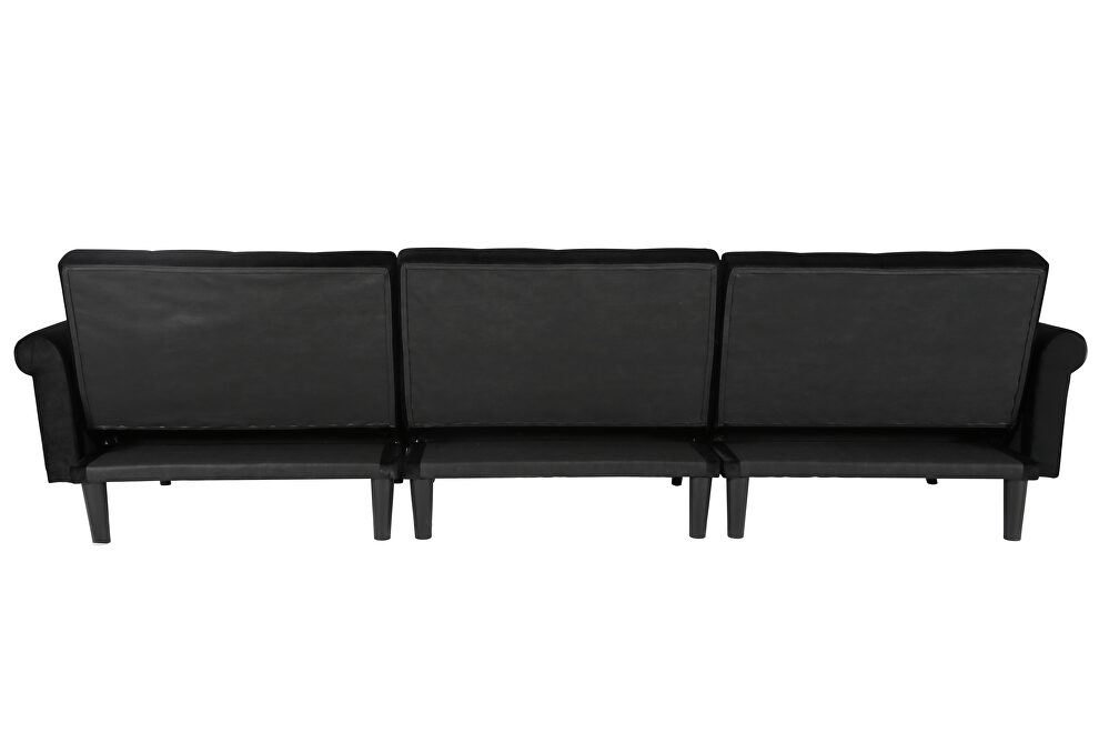 Convertible sofa bed sleeper black velvet by La Spezia additional picture 8