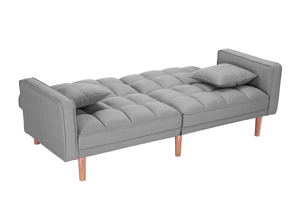 Futon sleeper sofa with 2 pillows light gray fabric by La Spezia additional picture 12