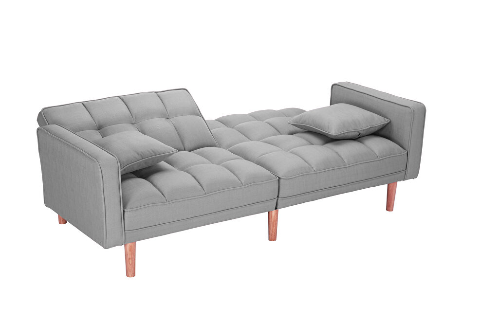 Futon sleeper sofa with 2 pillows light gray fabric by La Spezia additional picture 5