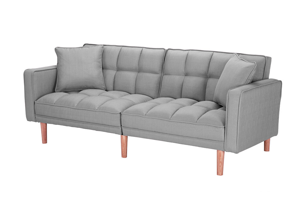 Futon sleeper sofa with 2 pillows light gray fabric by La Spezia additional picture 6
