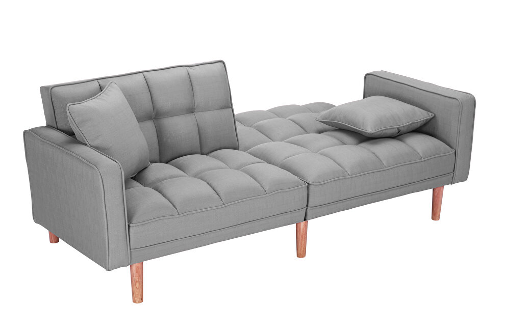 Futon sleeper sofa with 2 pillows light gray fabric by La Spezia additional picture 7