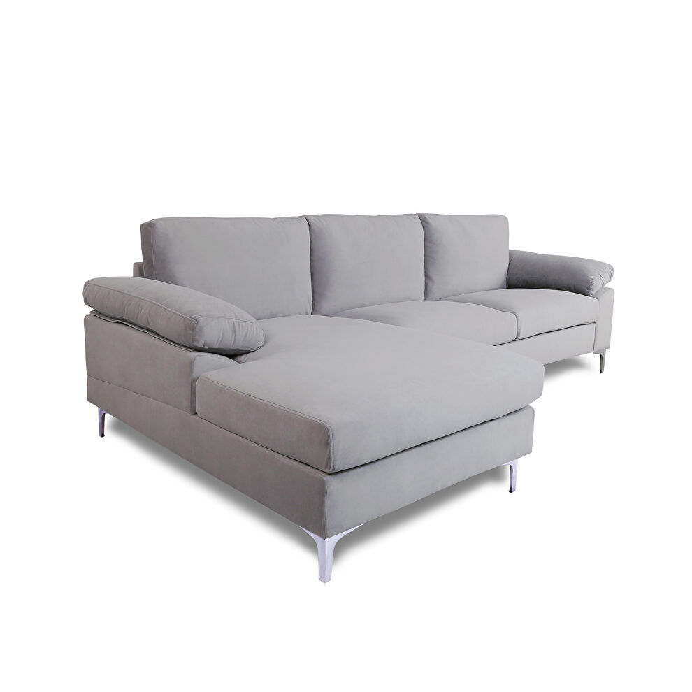Sectional sofa light gray velvet left hand facing by La Spezia additional picture 2