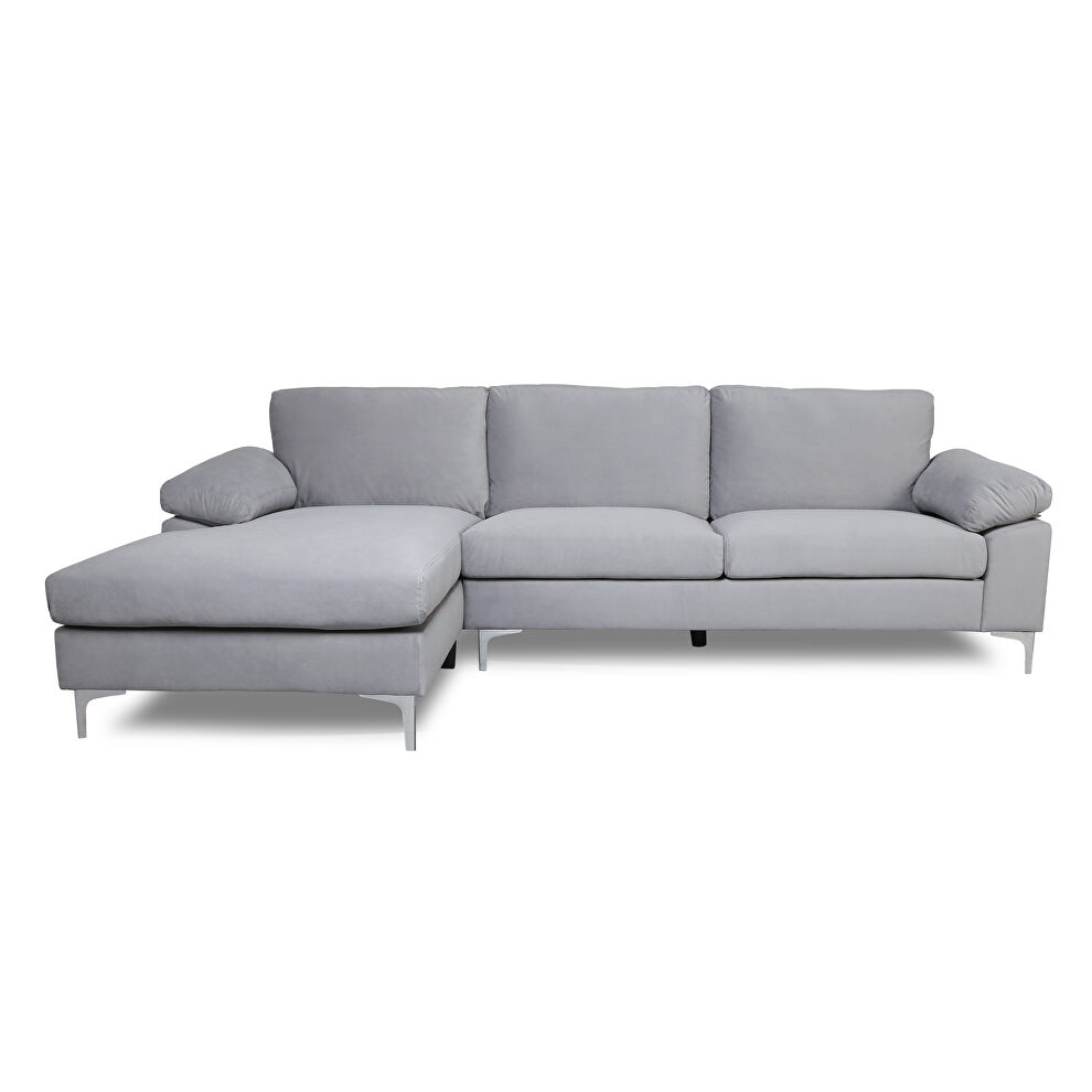 Sectional sofa light gray velvet left hand facing by La Spezia additional picture 3