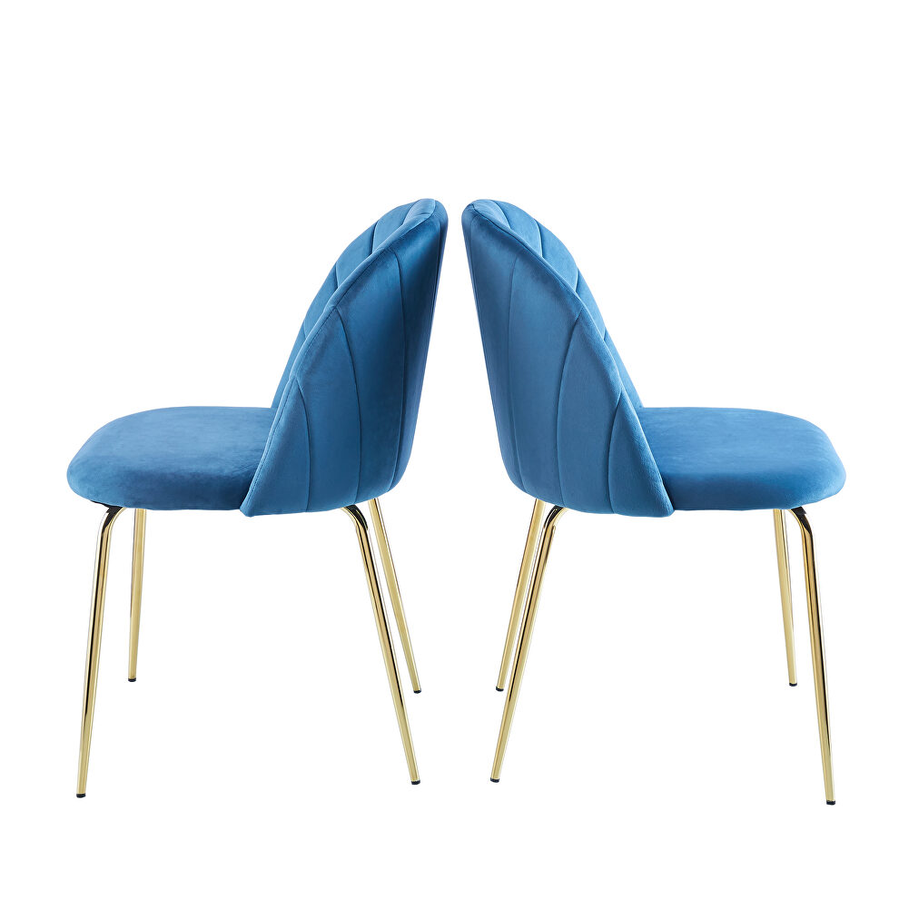 Modern blue haze dining chair (set of 2) with iron tube golden legs, velvet cushion and comfortable backrest by La Spezia additional picture 18