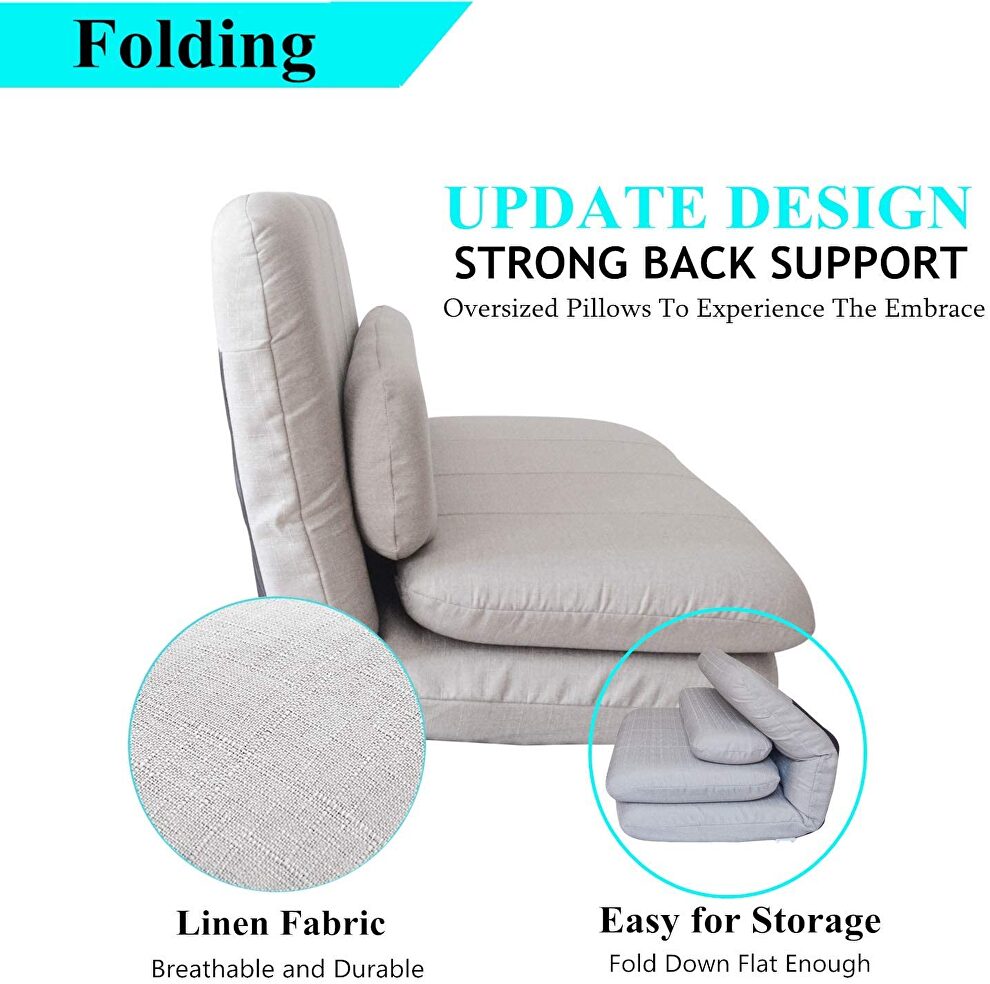 Floor chair adjustable foldable sofa bed rest room floor mattress recliner sofa and pillow by La Spezia additional picture 12