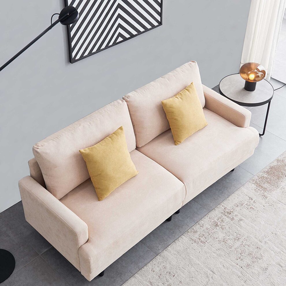 Square armrest beige fabric sofa by La Spezia additional picture 3
