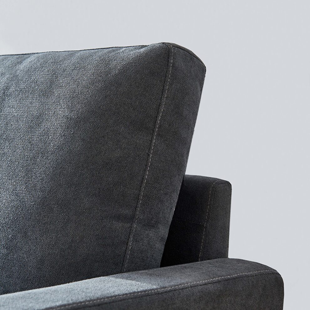 Modern dark gray fabric sofa l shape, 3 seater with ottoman by La Spezia additional picture 7
