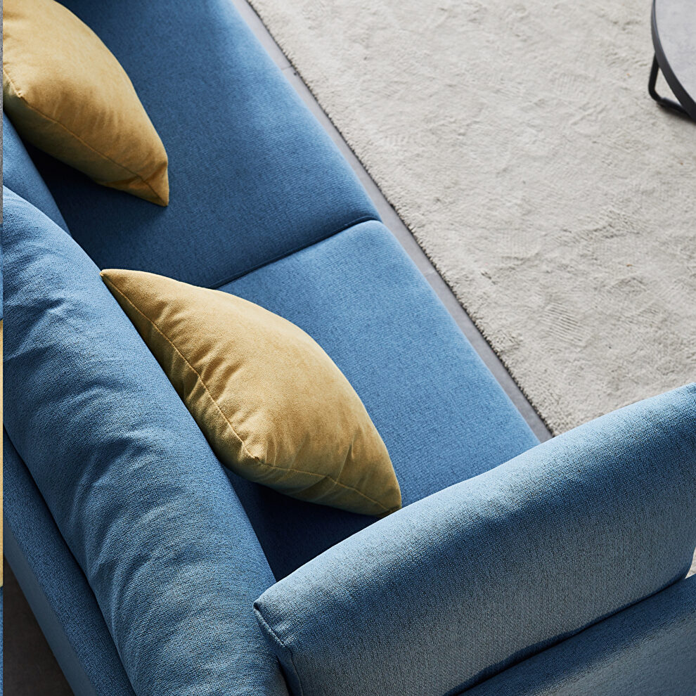 Comfortable blue linen modern sofa by La Spezia additional picture 4