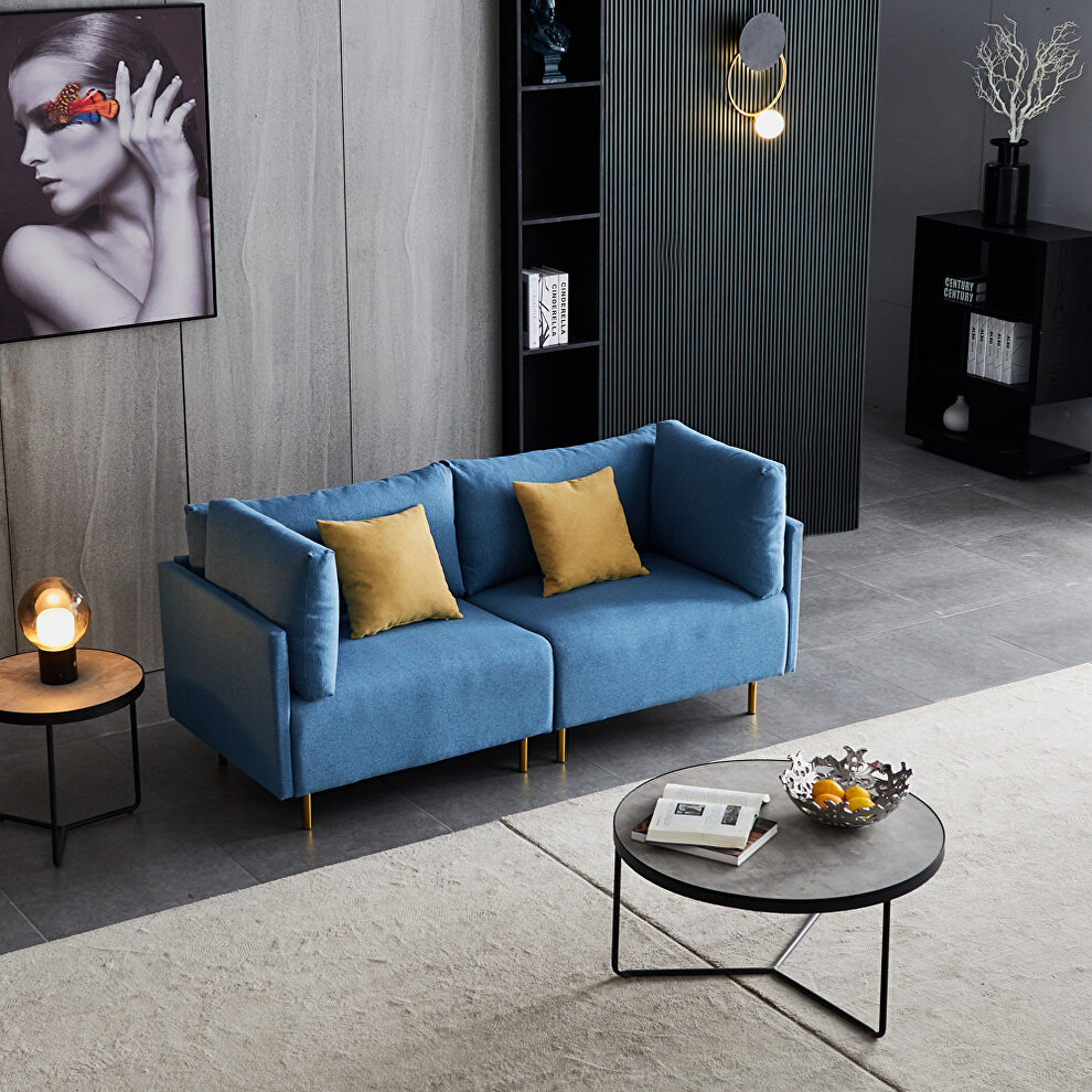 Comfortable blue linen modern sofa by La Spezia additional picture 7