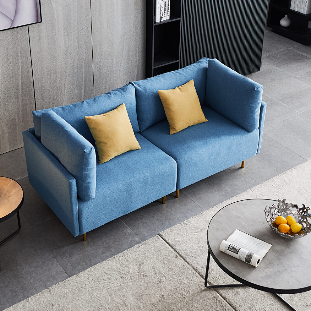 Comfortable blue linen modern sofa by La Spezia additional picture 9