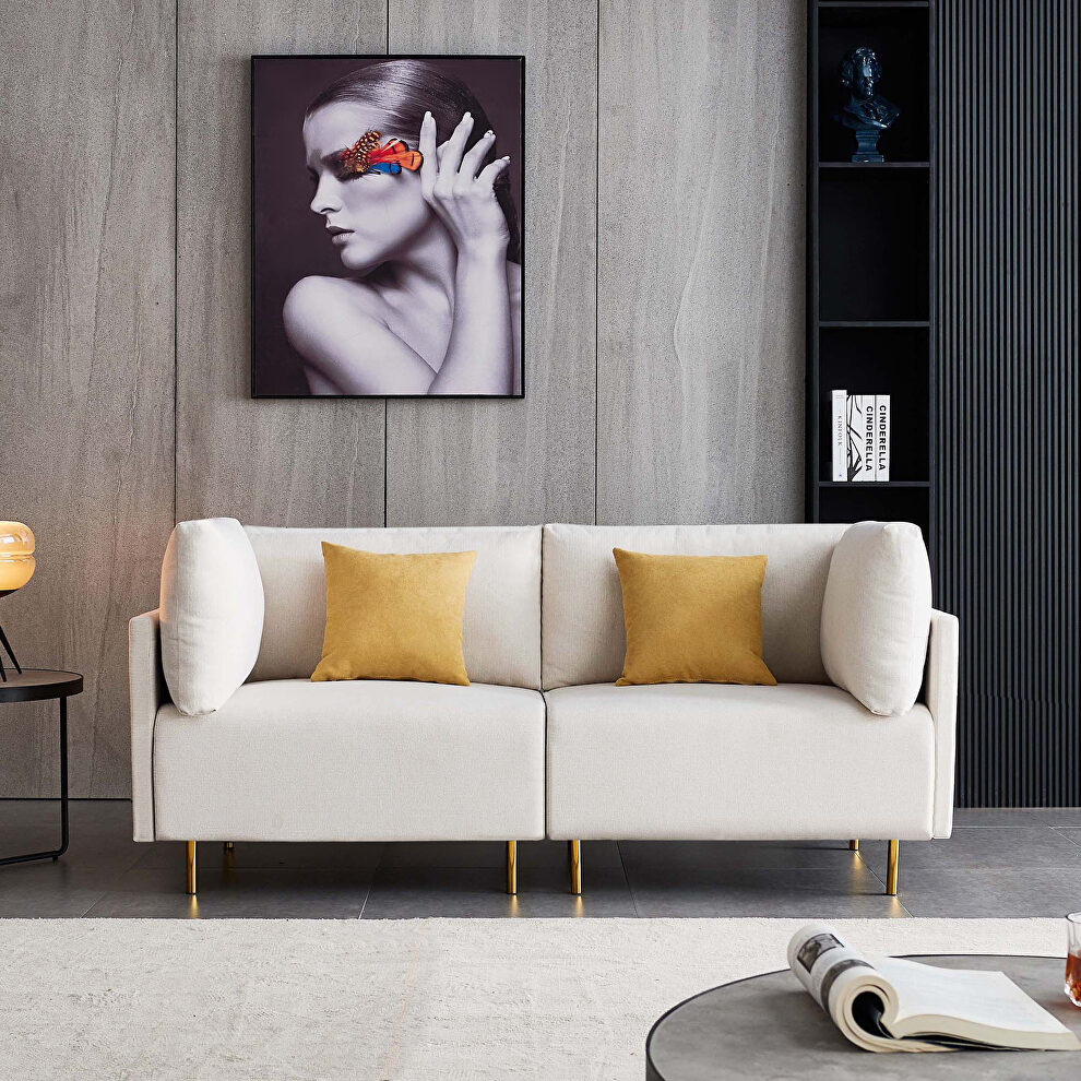 Comfortable beige linen modern sofa by La Spezia additional picture 5