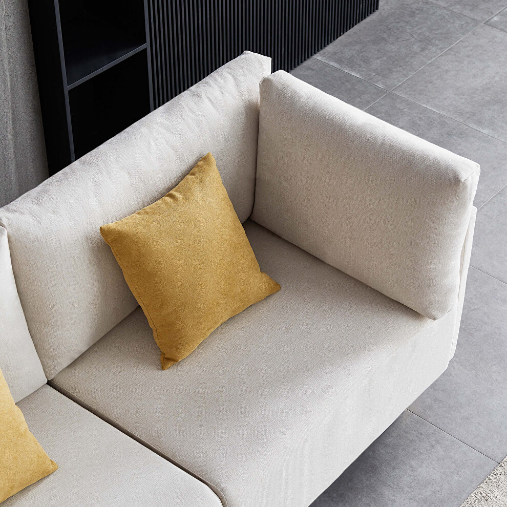 Comfortable beige linen modern sofa by La Spezia additional picture 6