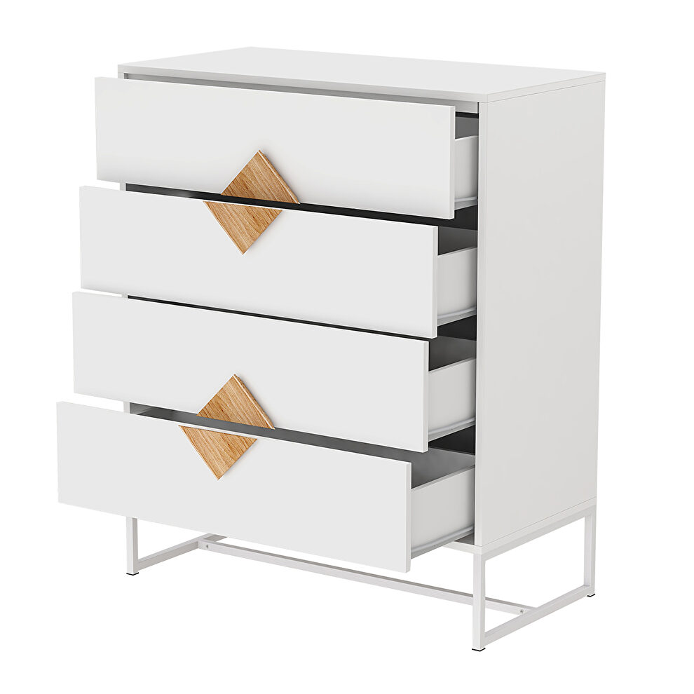 Solid wood special shape square handle design with 4 drawers bedroom furniture dressers by La Spezia additional picture 4