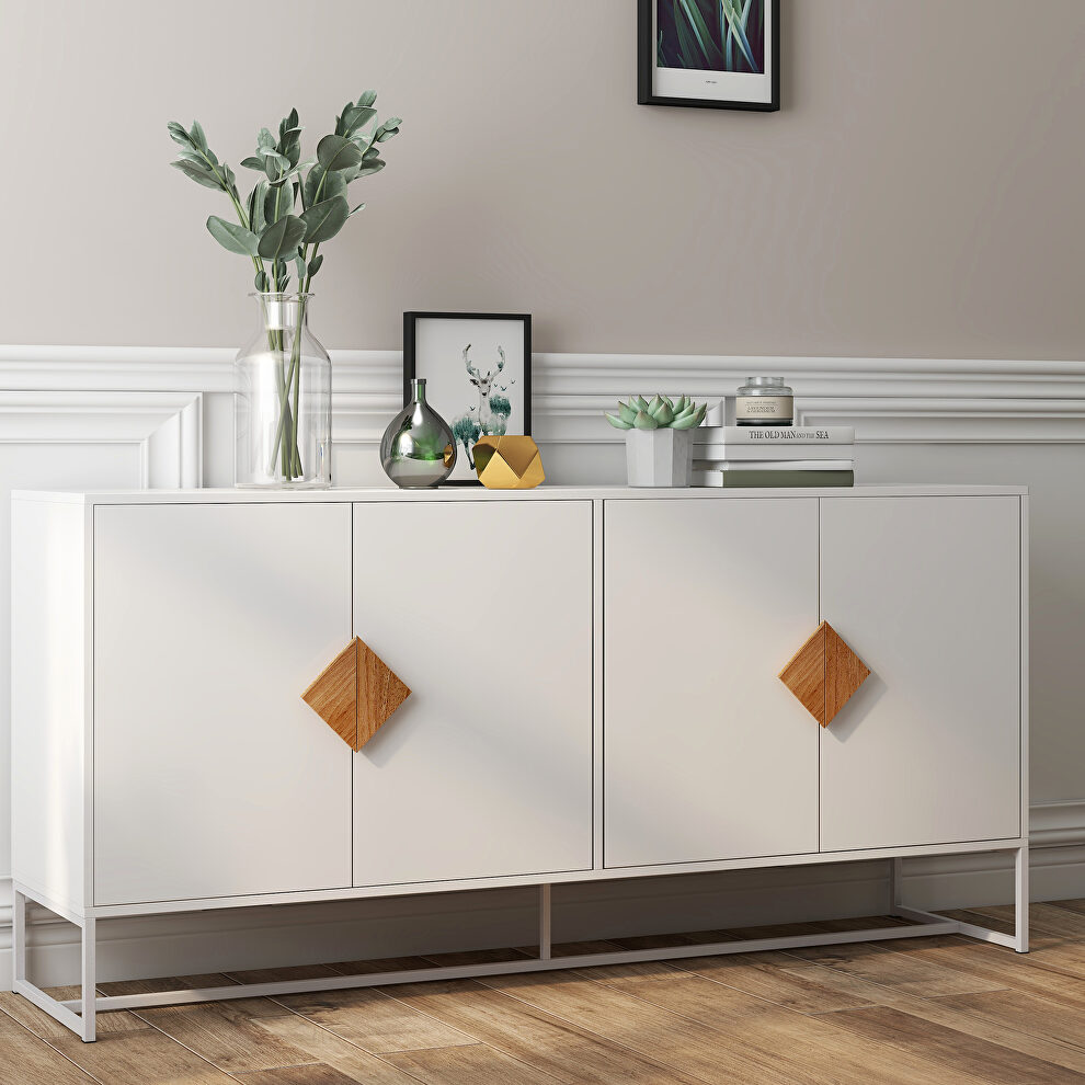 Solid wood special shape square handle design with 4 doors and double storage sideboard by La Spezia additional picture 11