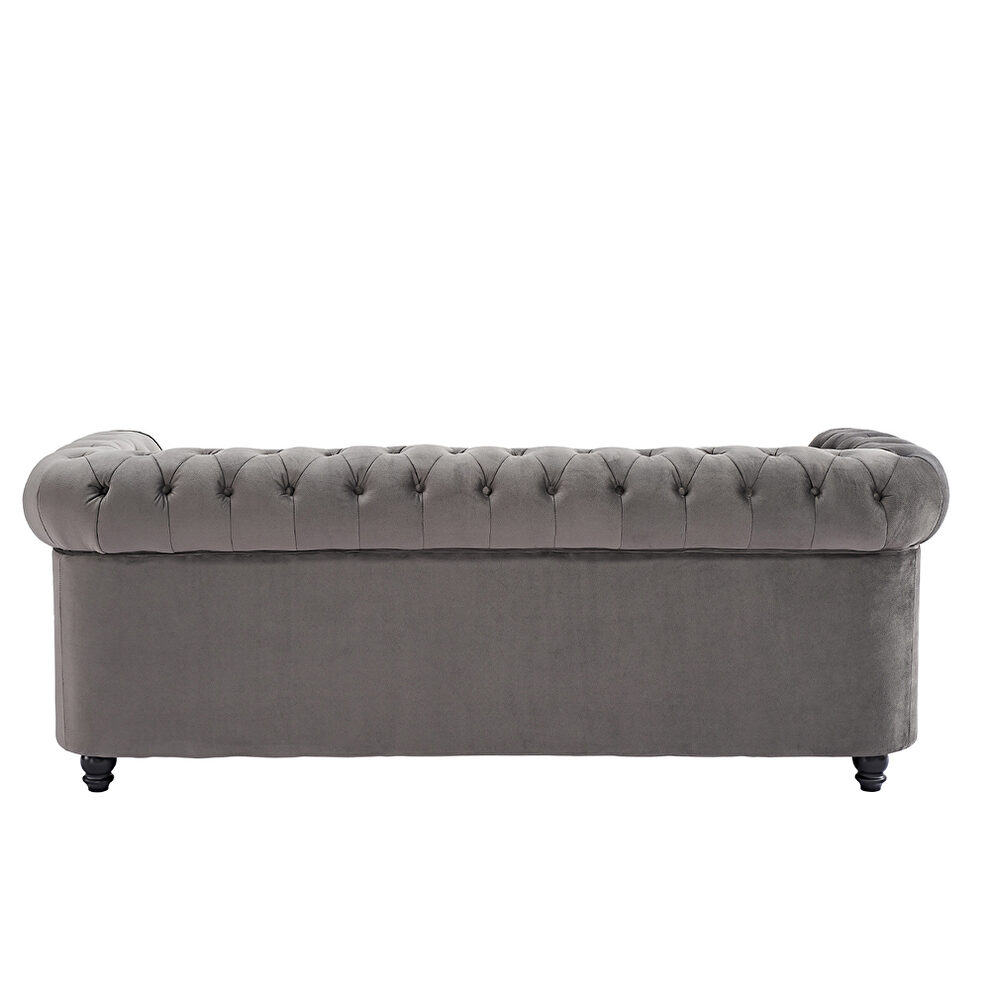 Classic sofa loveseat gray velvet solid wood oak feet by La Spezia additional picture 6