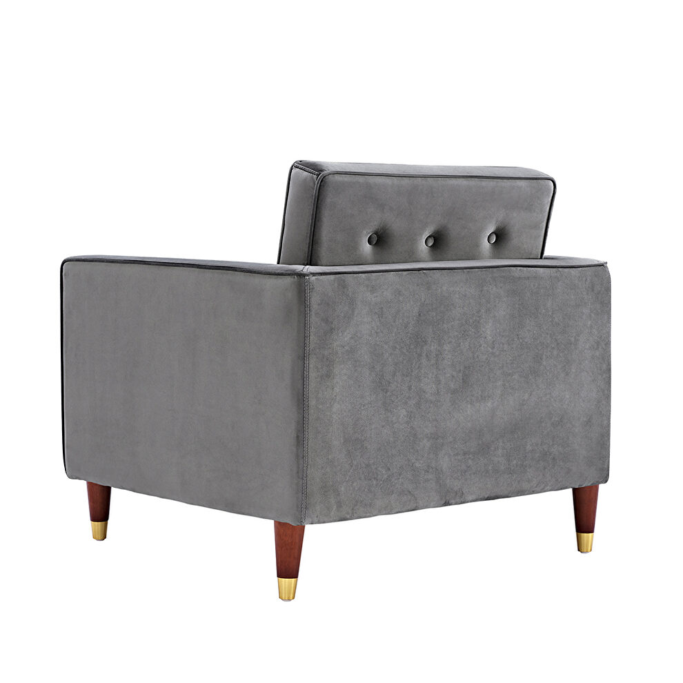 Gray velvet mid-century modern velvet chair by La Spezia additional picture 2