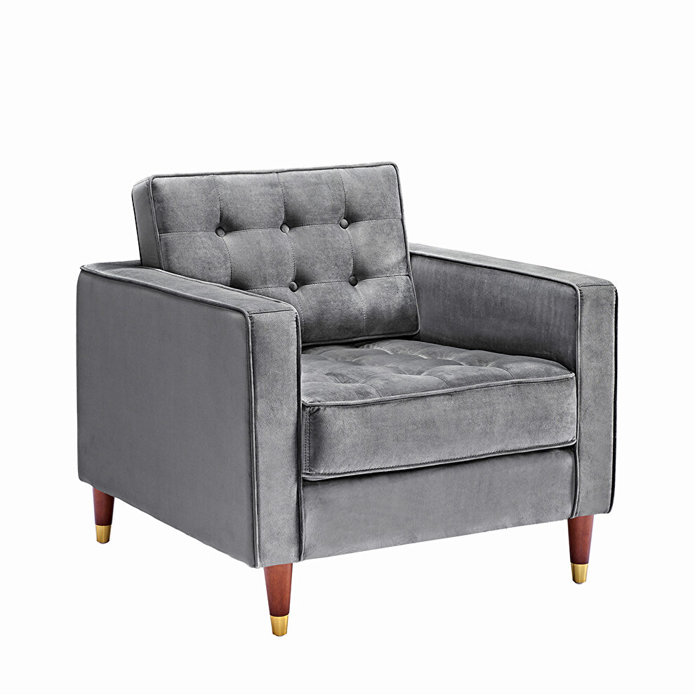 Gray velvet mid-century modern velvet chair by La Spezia additional picture 11