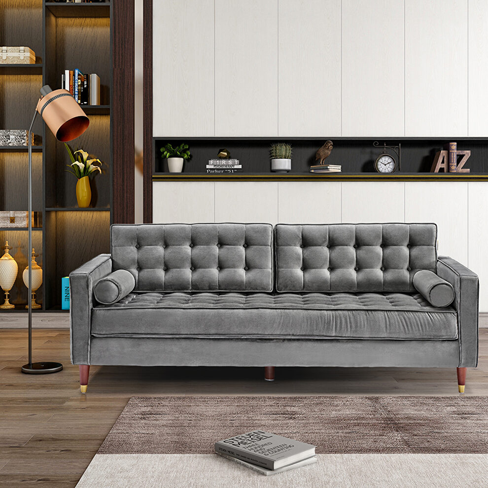 Gray velvet sofa loveseat for living room by La Spezia additional picture 4