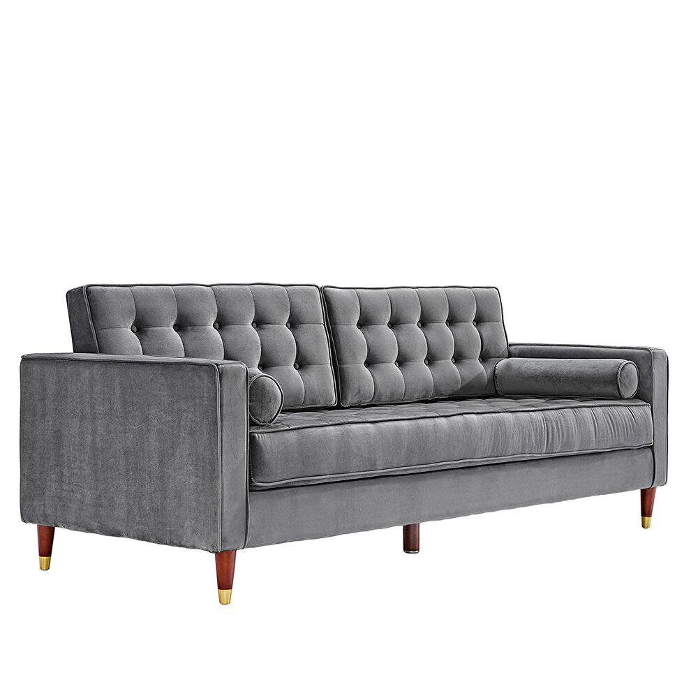 Gray velvet sofa loveseat for living room by La Spezia additional picture 9