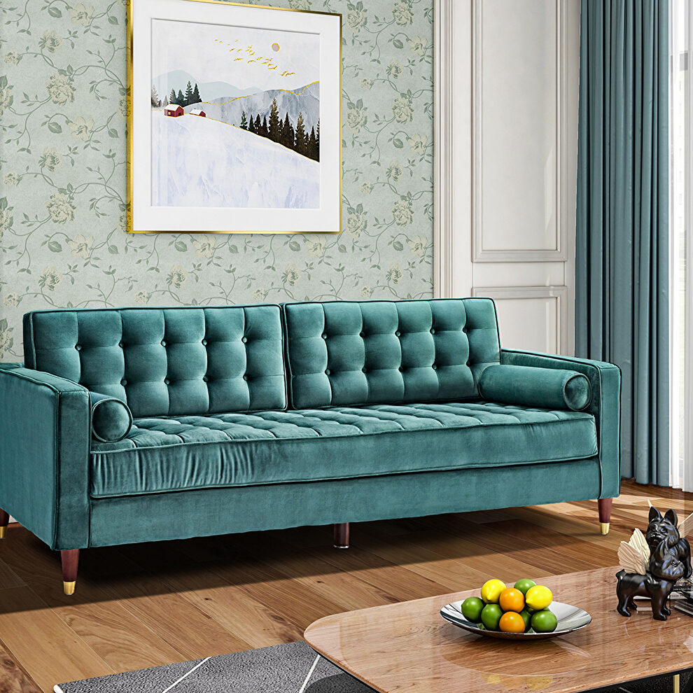 Green velvet sofa loveseat for living room by La Spezia additional picture 6