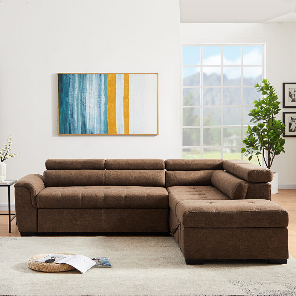 Brown suede corner broaching sofa with storage by La Spezia additional picture 13