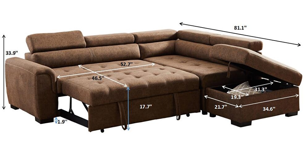 Brown suede corner broaching sofa with storage by La Spezia additional picture 15