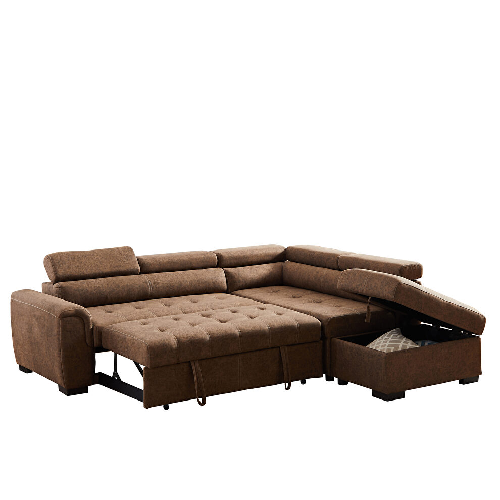 Brown suede corner broaching sofa with storage by La Spezia additional picture 7