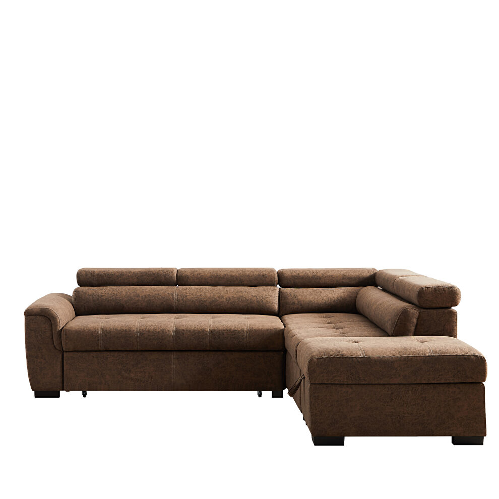 Brown suede corner broaching sofa with storage by La Spezia additional picture 10