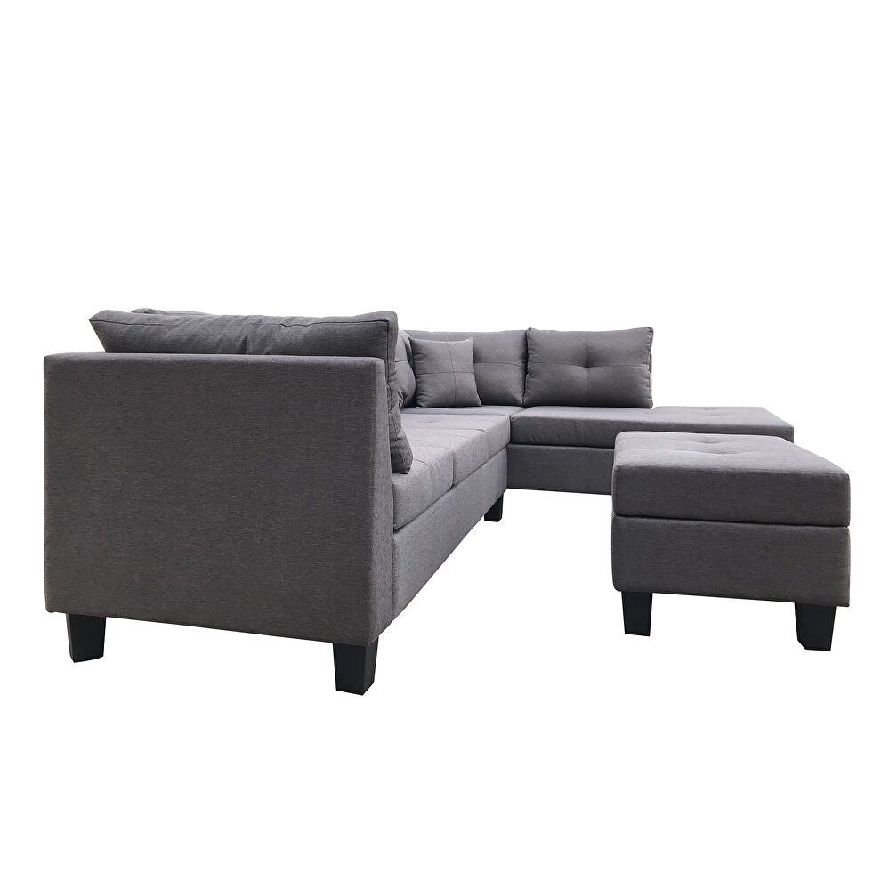 Dark gray sectional sofa set for living room with right hand chaise lounge and storage ottoman by La Spezia additional picture 3
