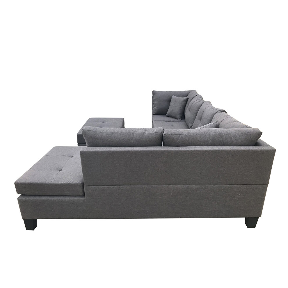Dark gray sectional sofa set for living room with right hand chaise lounge and storage ottoman by La Spezia additional picture 7