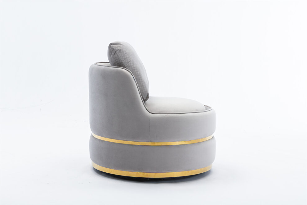 Gray velvet swivel accent barrel chair by La Spezia additional picture 16