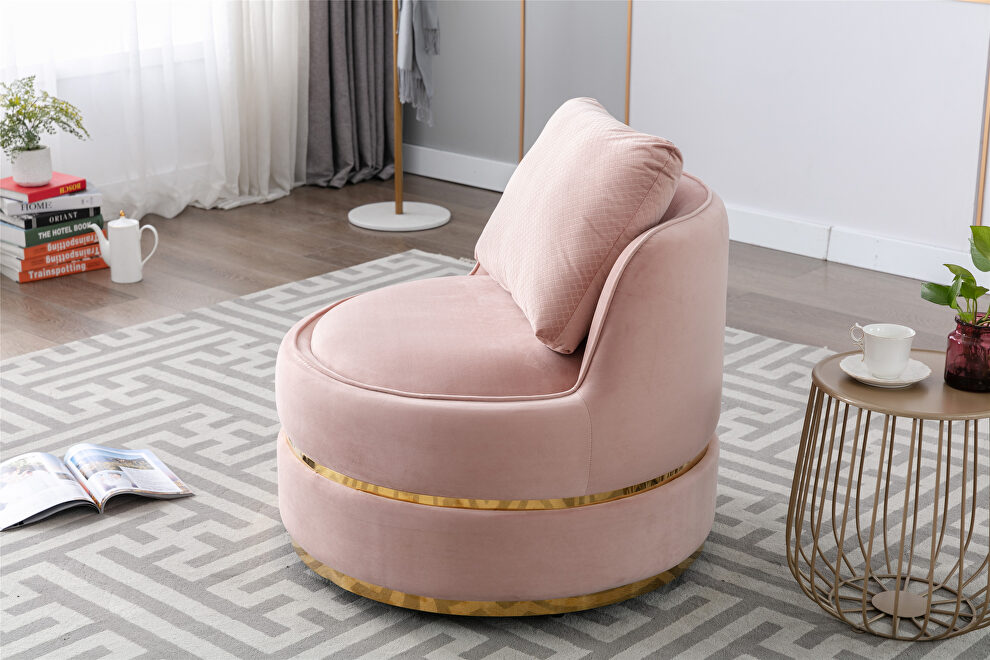 Pink velvet swivel accent barrel chair by La Spezia additional picture 15