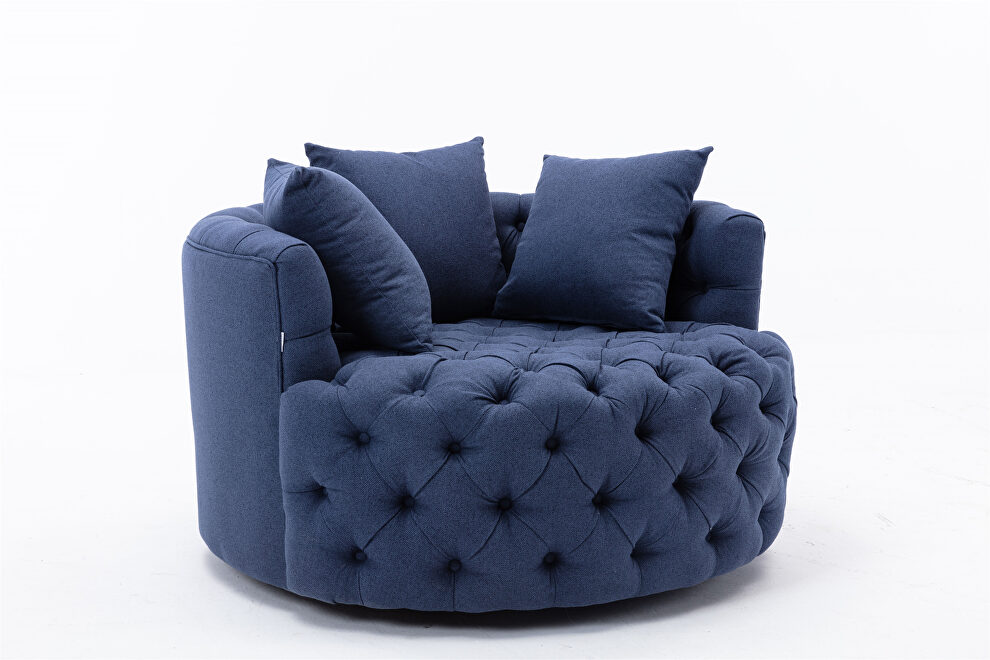 Navy modern swivel accent chair barrel chair for hotel living room by La Spezia additional picture 2