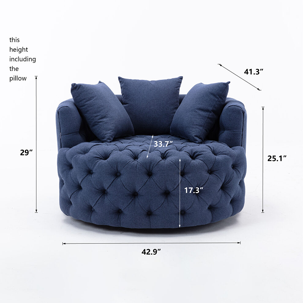 Navy modern swivel accent chair barrel chair for hotel living room by La Spezia additional picture 9