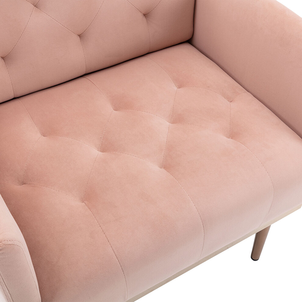 Pink accent chair, leisure single sofa with rose golden feet by La Spezia additional picture 4