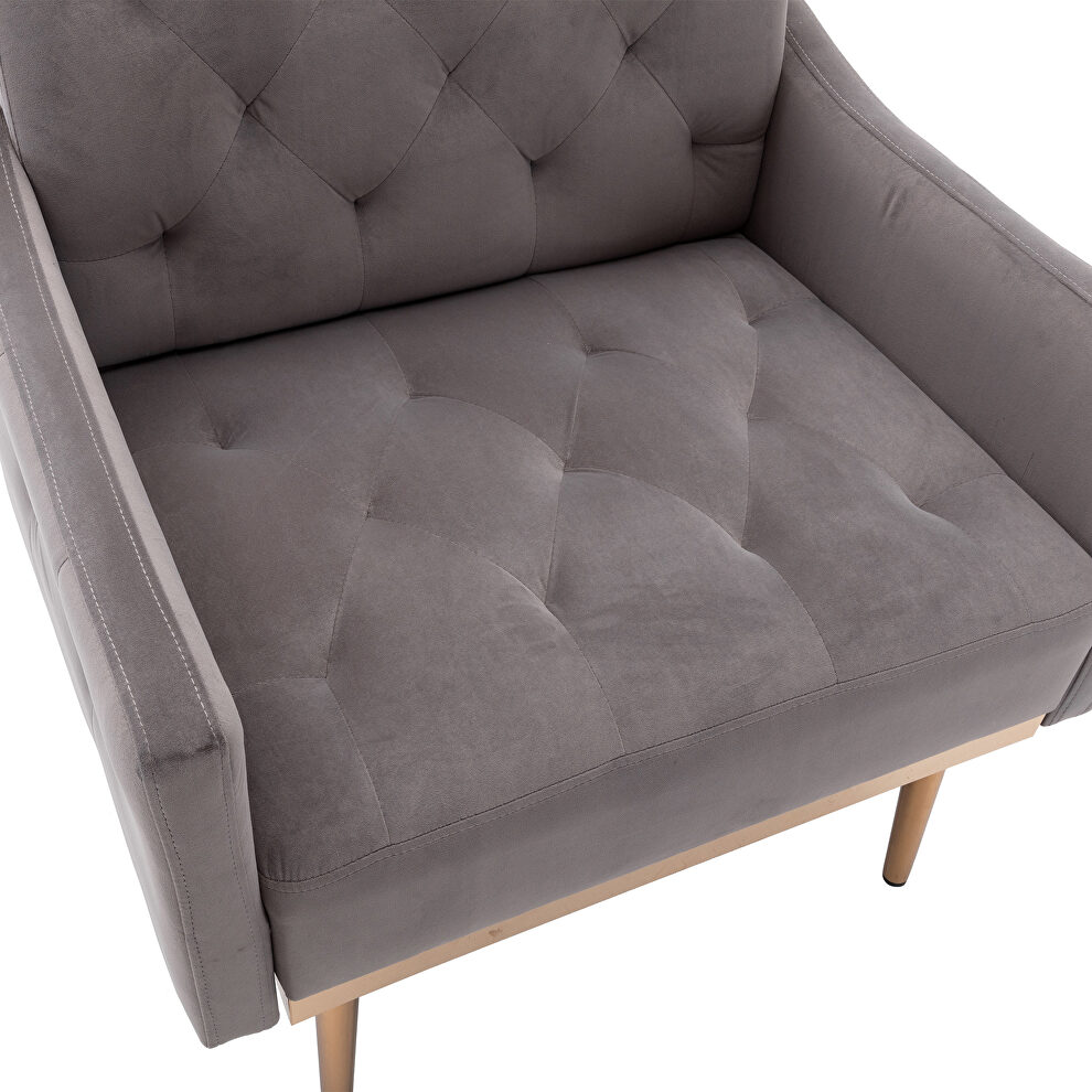 Gray accent chair, leisure single sofa with rose golden feet by La Spezia additional picture 6