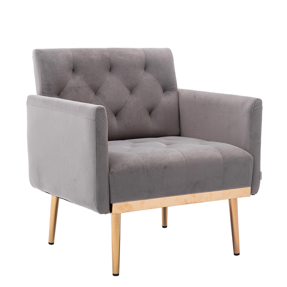 Gray accent chair, leisure single sofa with rose golden feet by La Spezia additional picture 7
