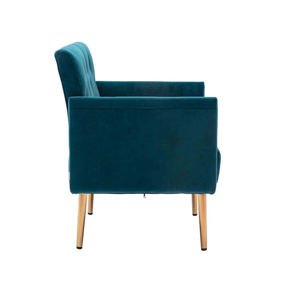 Teal accent chair, leisure single sofa with rose golden feet by La Spezia additional picture 2