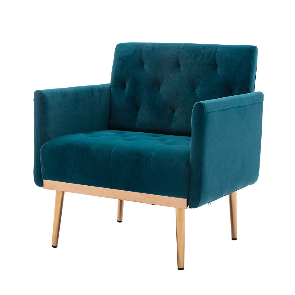 Teal accent chair, leisure single sofa with rose golden feet by La Spezia additional picture 7