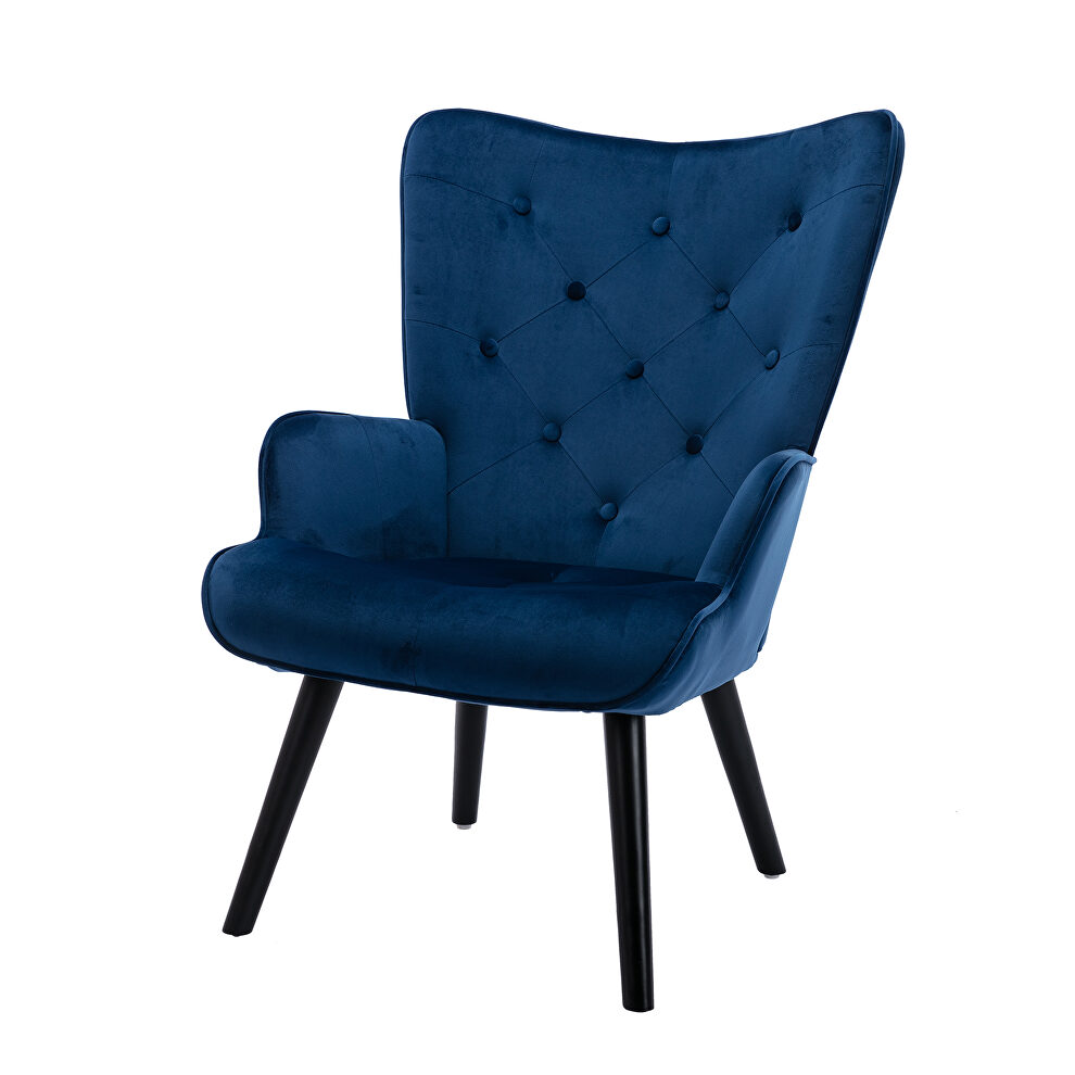 Accent chair living room/bed room, modern leisure chair navy color microfiber fabric by La Spezia additional picture 8