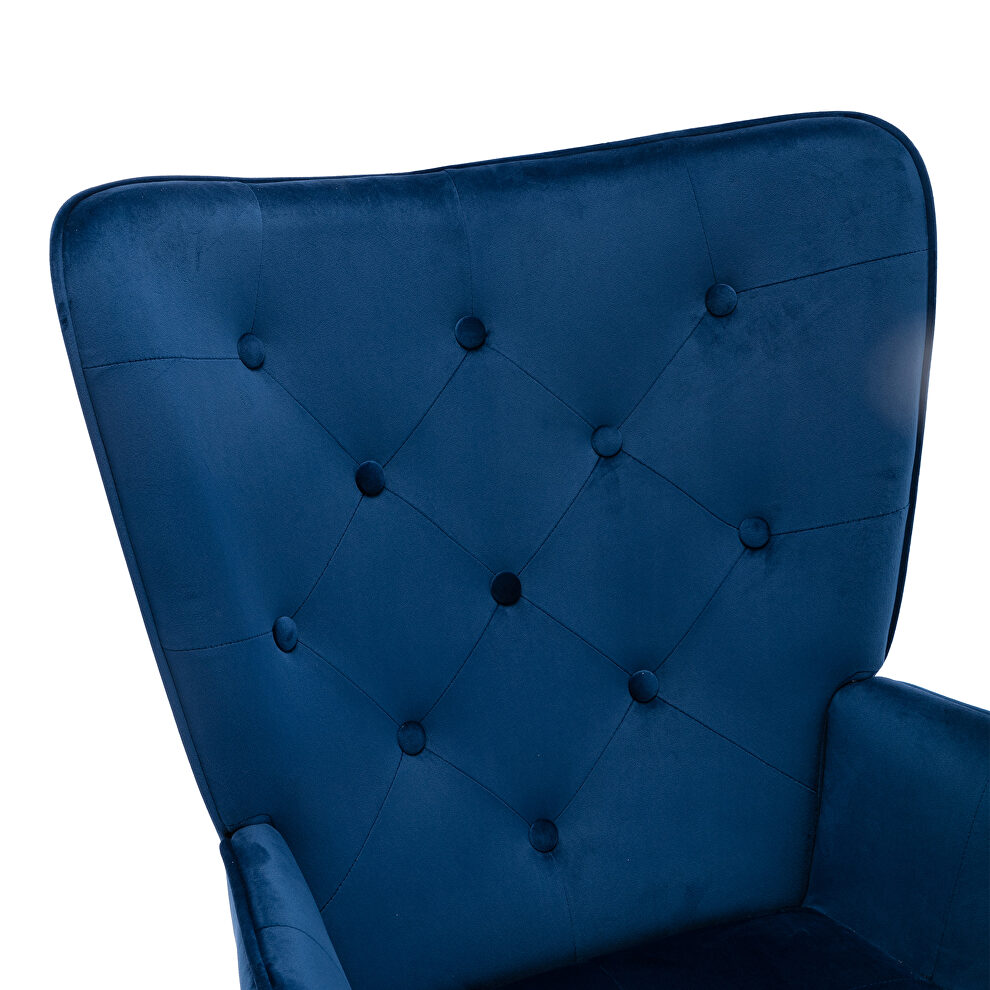 Accent chair living room/bed room, modern leisure chair navy color microfiber fabric by La Spezia additional picture 9