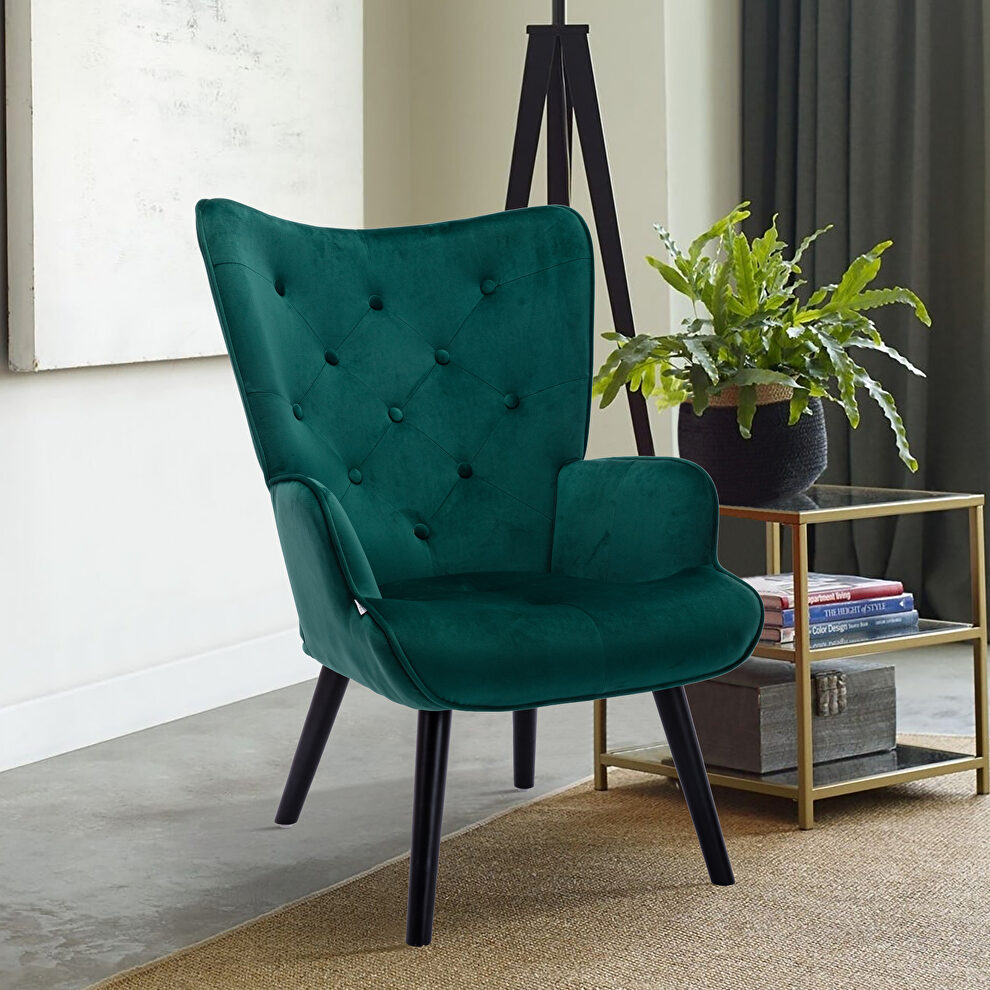 Accent chair living room/bed room, modern leisure chair green color microfiber fabric by La Spezia additional picture 5