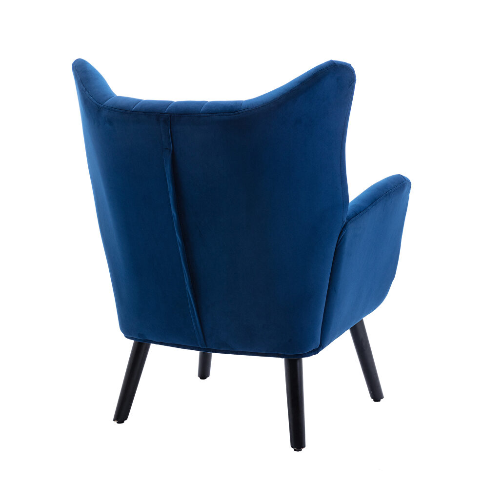 Navy velvet accent armchair living room chair with solid wood legs by La Spezia additional picture 5