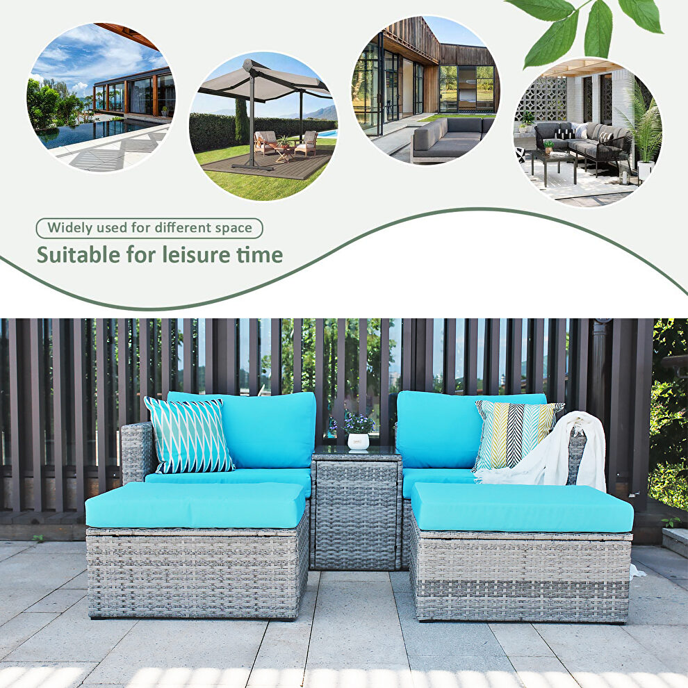 5 pieces outdoor patio wicker sofa set by La Spezia additional picture 3