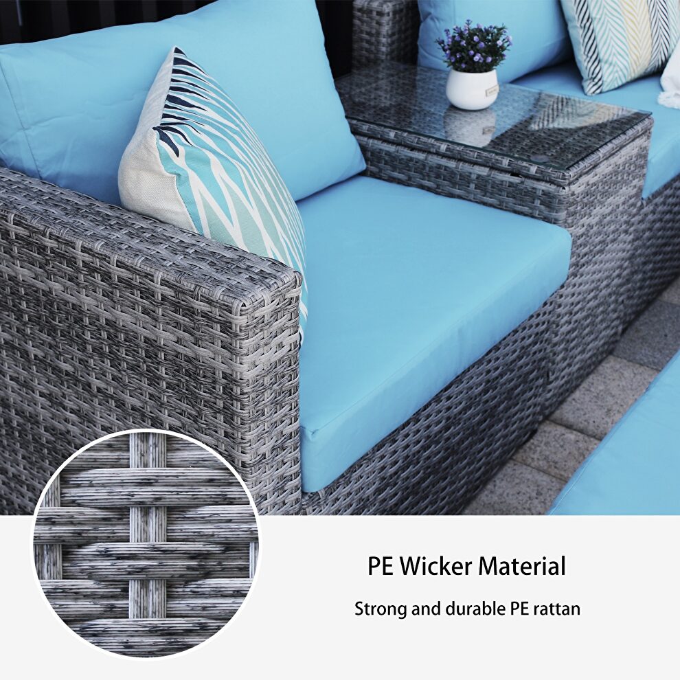 5 pieces outdoor patio wicker sofa set by La Spezia additional picture 4