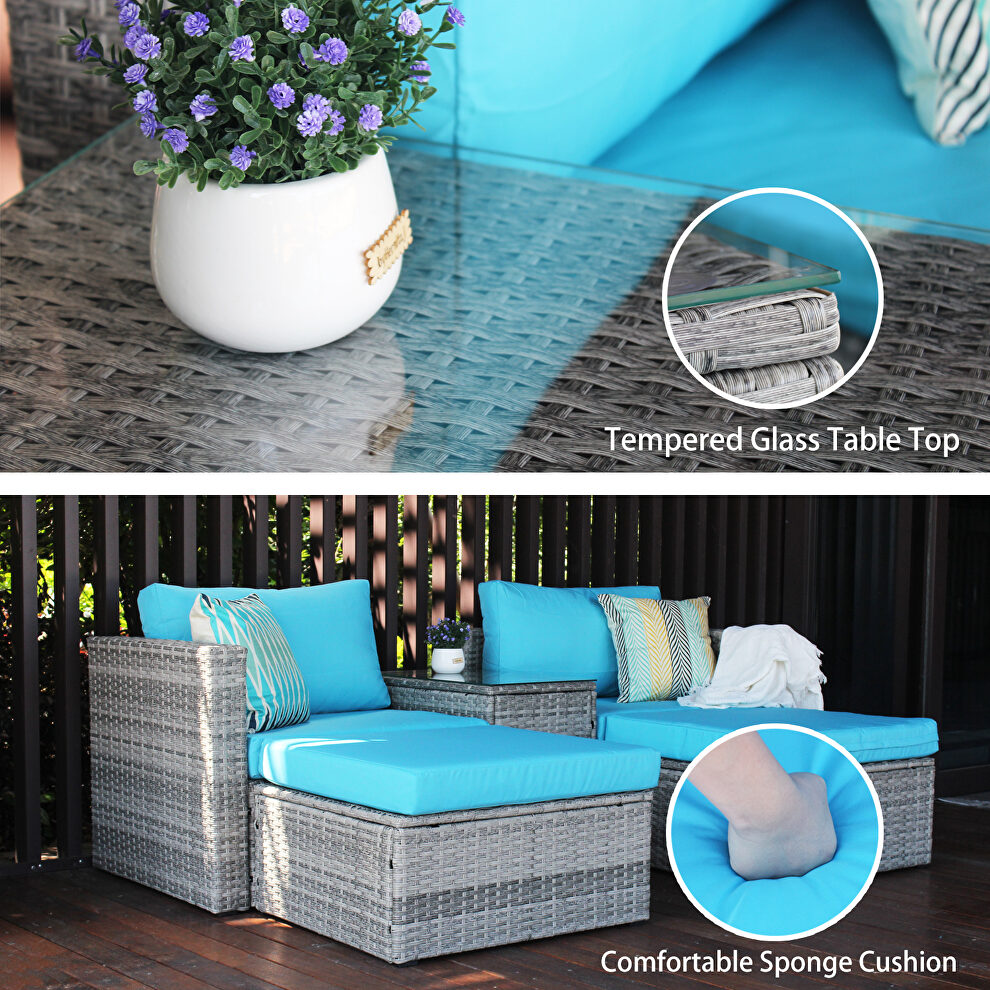 5 pieces outdoor patio wicker sofa set by La Spezia additional picture 5