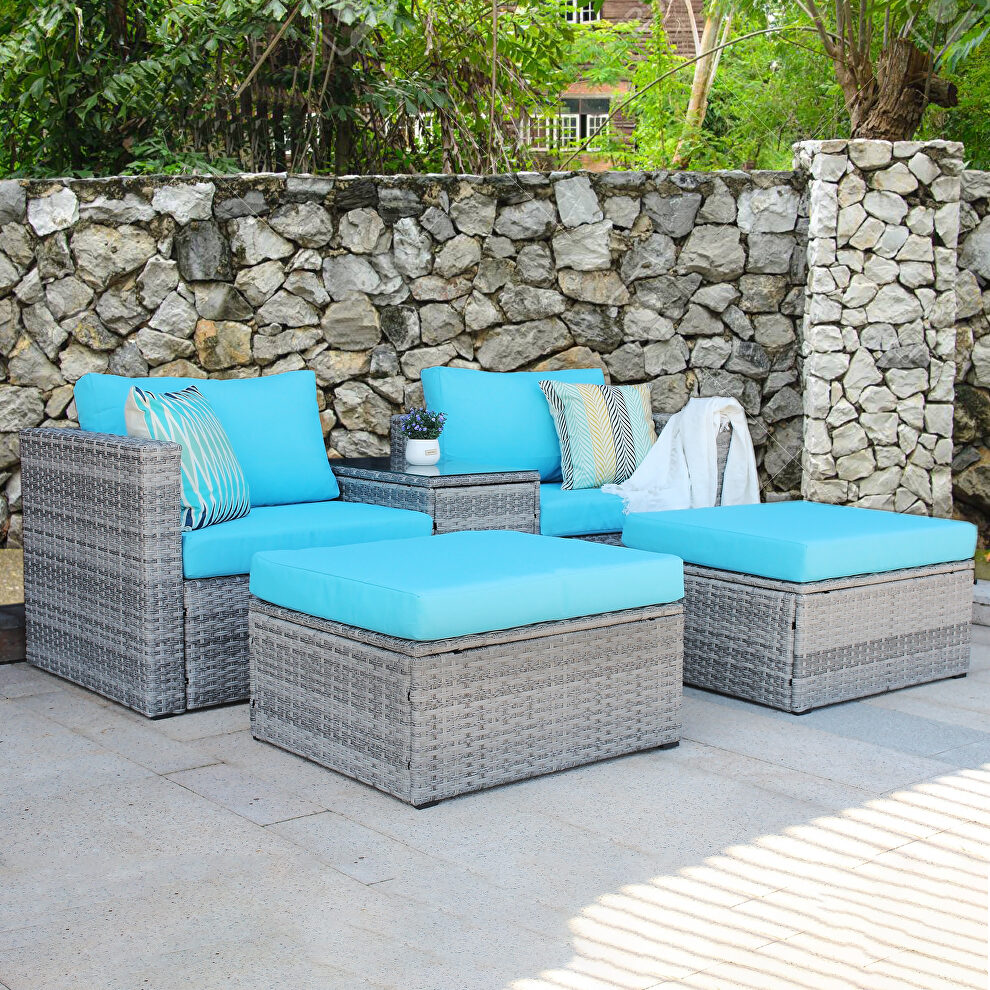 5 pieces outdoor patio wicker sofa set by La Spezia additional picture 8