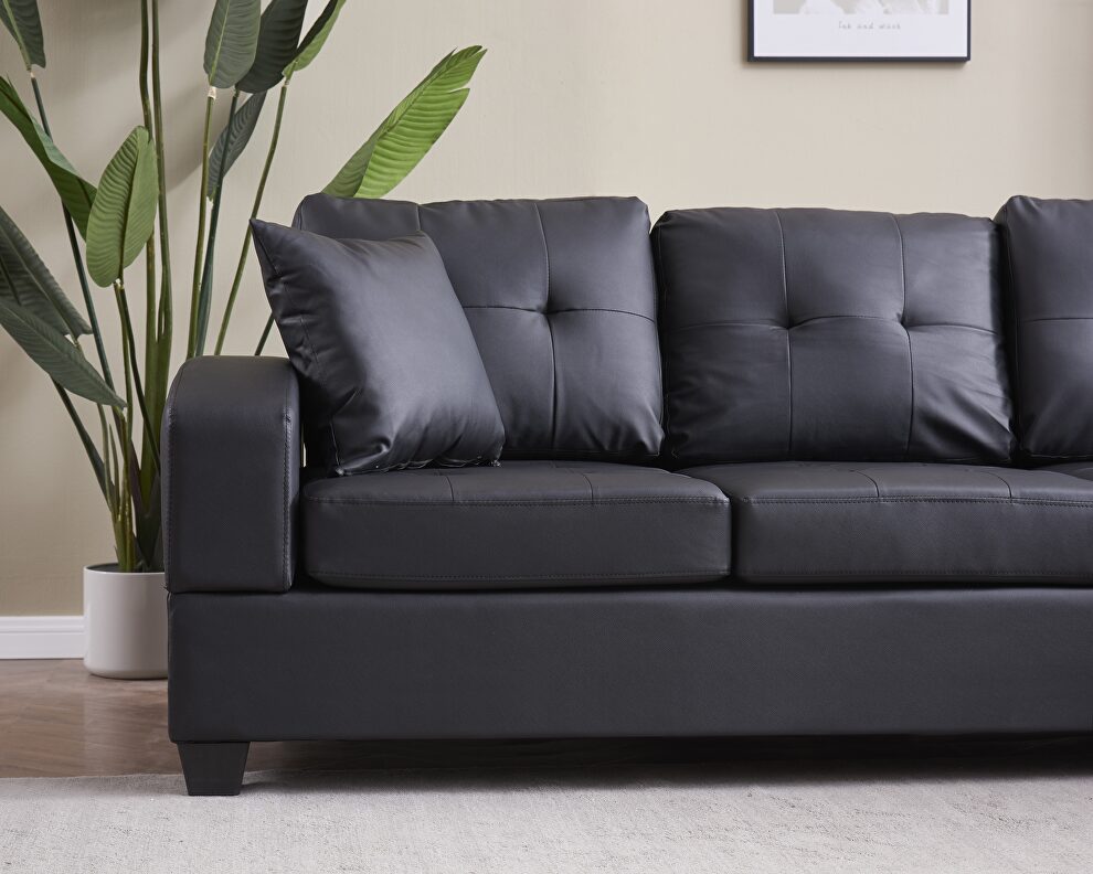 Black pu sectional 3-seaters sofa with reversible chaise by La Spezia additional picture 14