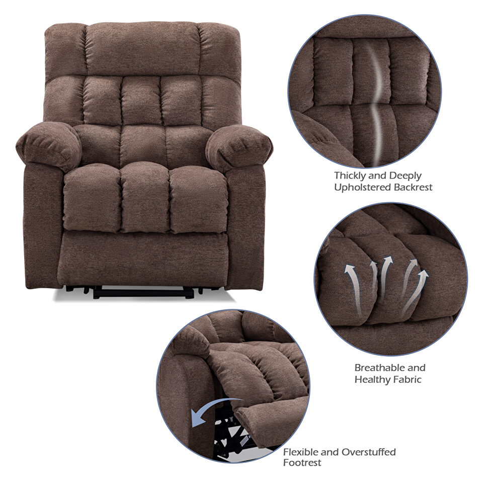 Brown chenille electric lift recliner with heat therapy and massage by La Spezia additional picture 12